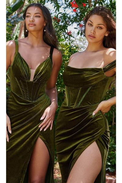 Ladivine CD236 - Velvet Off-Shoulder Evening Gown - Prom