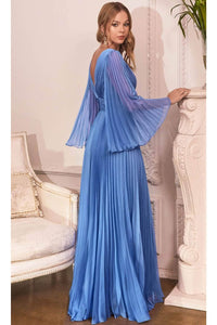 Ladivine CD242 - Flutter Sleeve Chiffon Formal Gown - Prom