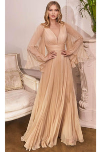 Ladivine CD242 - Flutter Sleeve Chiffon Formal Gown - Prom