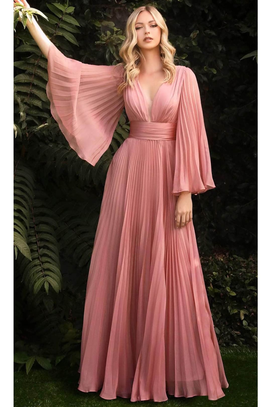 Ladivine CD242 - Flutter Sleeve Chiffon Formal Gown - Prom