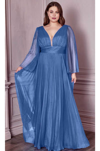 Ladivine CD242C - Bell Sleeve Chiffon Evening Gown - Prom