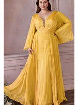 Ladivine CD242C - Bell Sleeve Chiffon Evening Gown