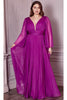 Ladivine CD242C - Bell Sleeve Chiffon Evening Gown - Prom