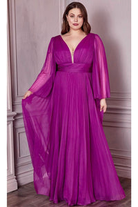 Ladivine CD242C - Bell Sleeve Chiffon Evening Gown - Prom