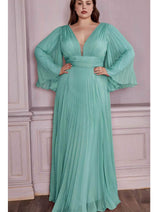 Ladivine CD242C - Bell Sleeve Chiffon Evening Gown