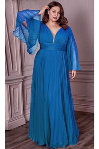 Ladivine CD242C - Bell Sleeve Chiffon Evening Gown - Prom