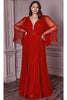 Ladivine CD242C - Bell Sleeve Chiffon Evening Gown - Prom