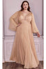 Ladivine CD242C - Bell Sleeve Chiffon Evening Gown - Prom