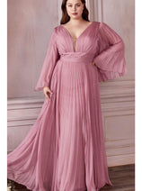 Ladivine CD242C - Bell Sleeve Chiffon Evening Gown