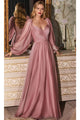 Ladivine CD243 - Chiffon A-Line Dress with Long Sleeves - Prom