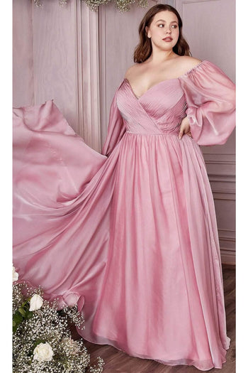 Ladivine CD243C - Bishop Sleeve Prom Formal Gown - Prom