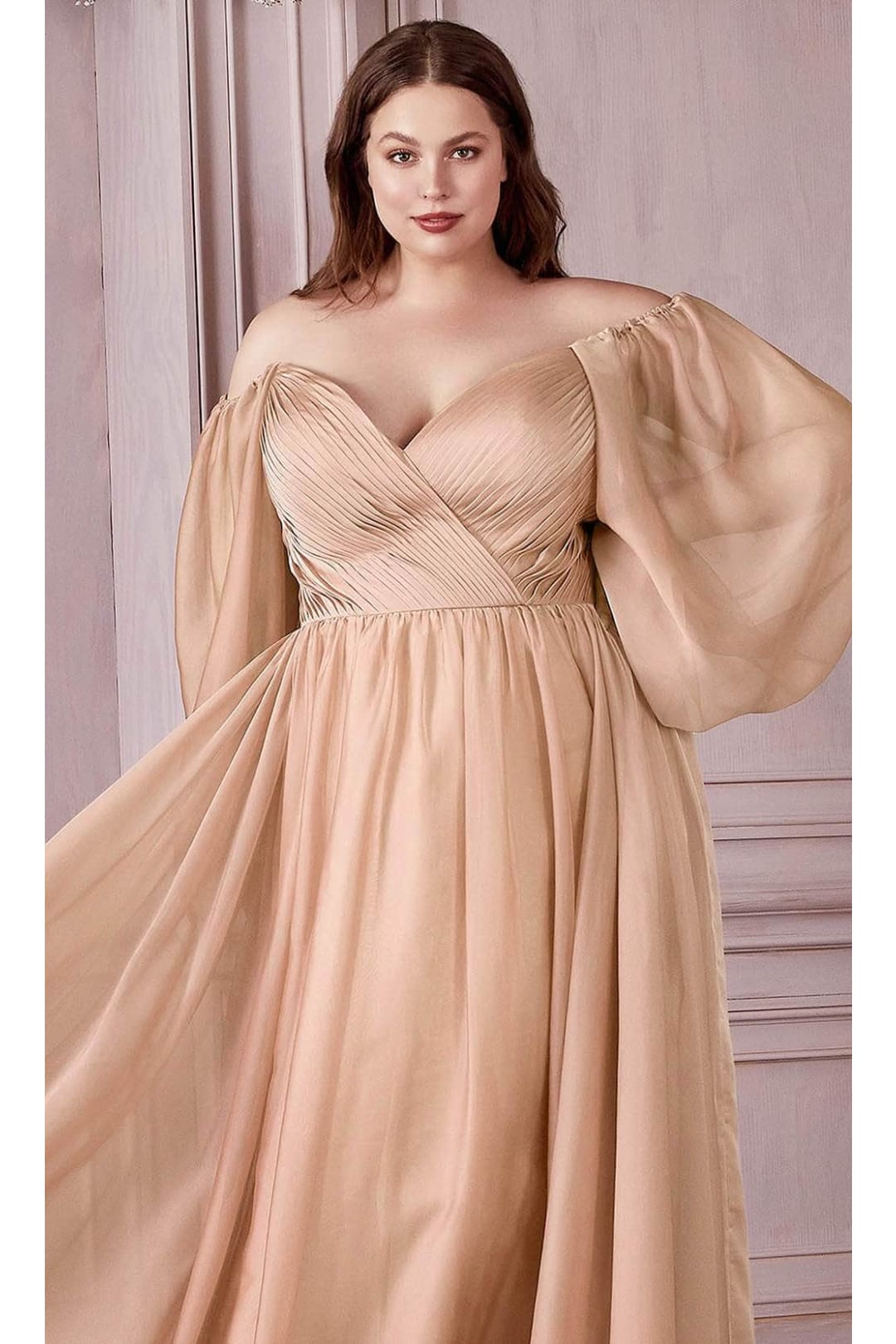 Ladivine CD243C - Bishop Sleeve Prom Formal Gown - Prom