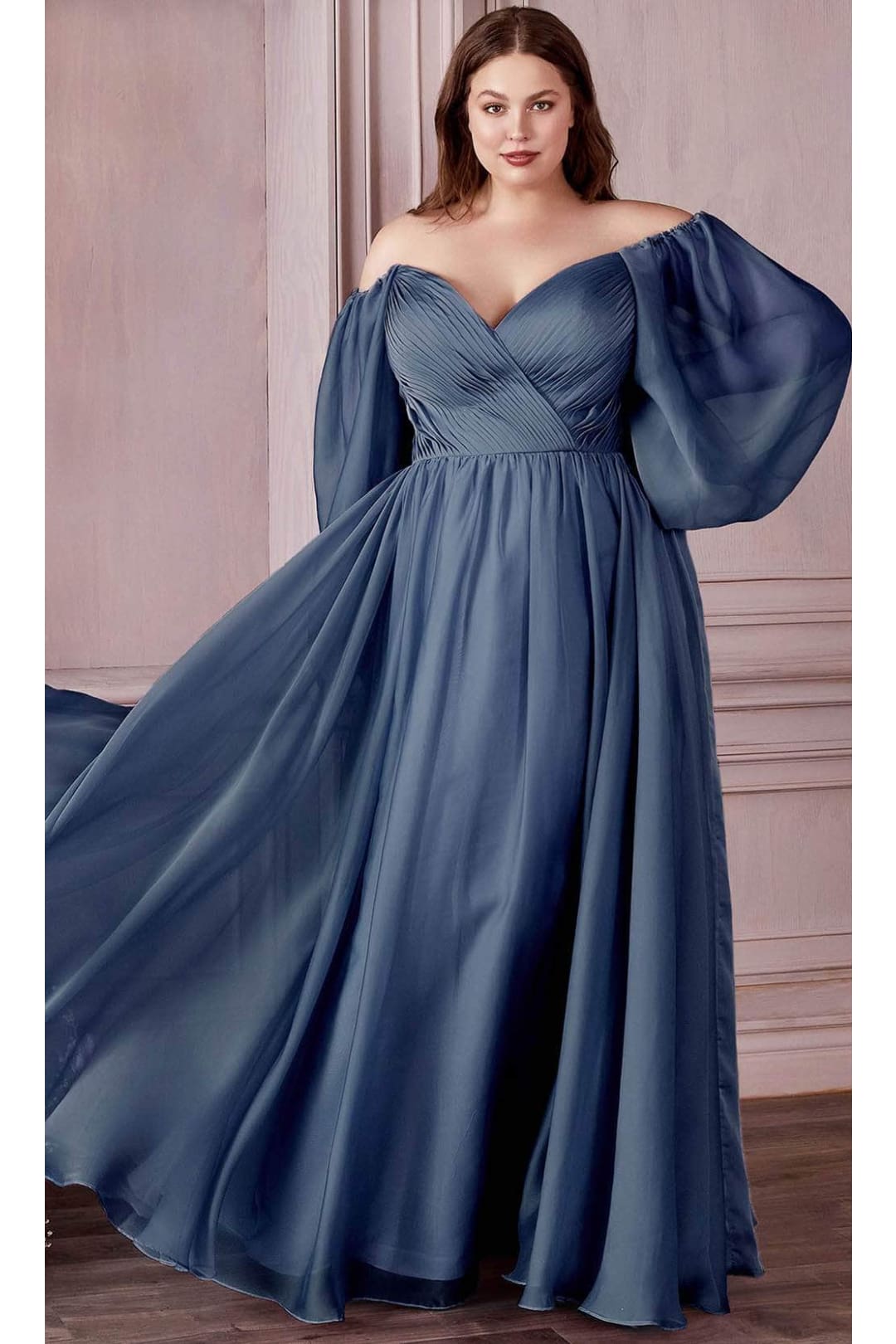 Ladivine CD243C - Bishop Sleeve Prom Formal Gown - Prom