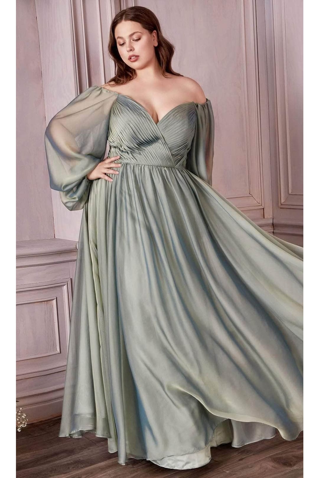 Ladivine CD243C - Bishop Sleeve Prom Formal Gown - Prom