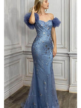 Ladivine CD250 - Glitter Off-Shoulder Sheath Gown