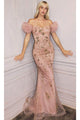 Ladivine CD250 - Glitter Off-Shoulder Sheath Gown - Prom