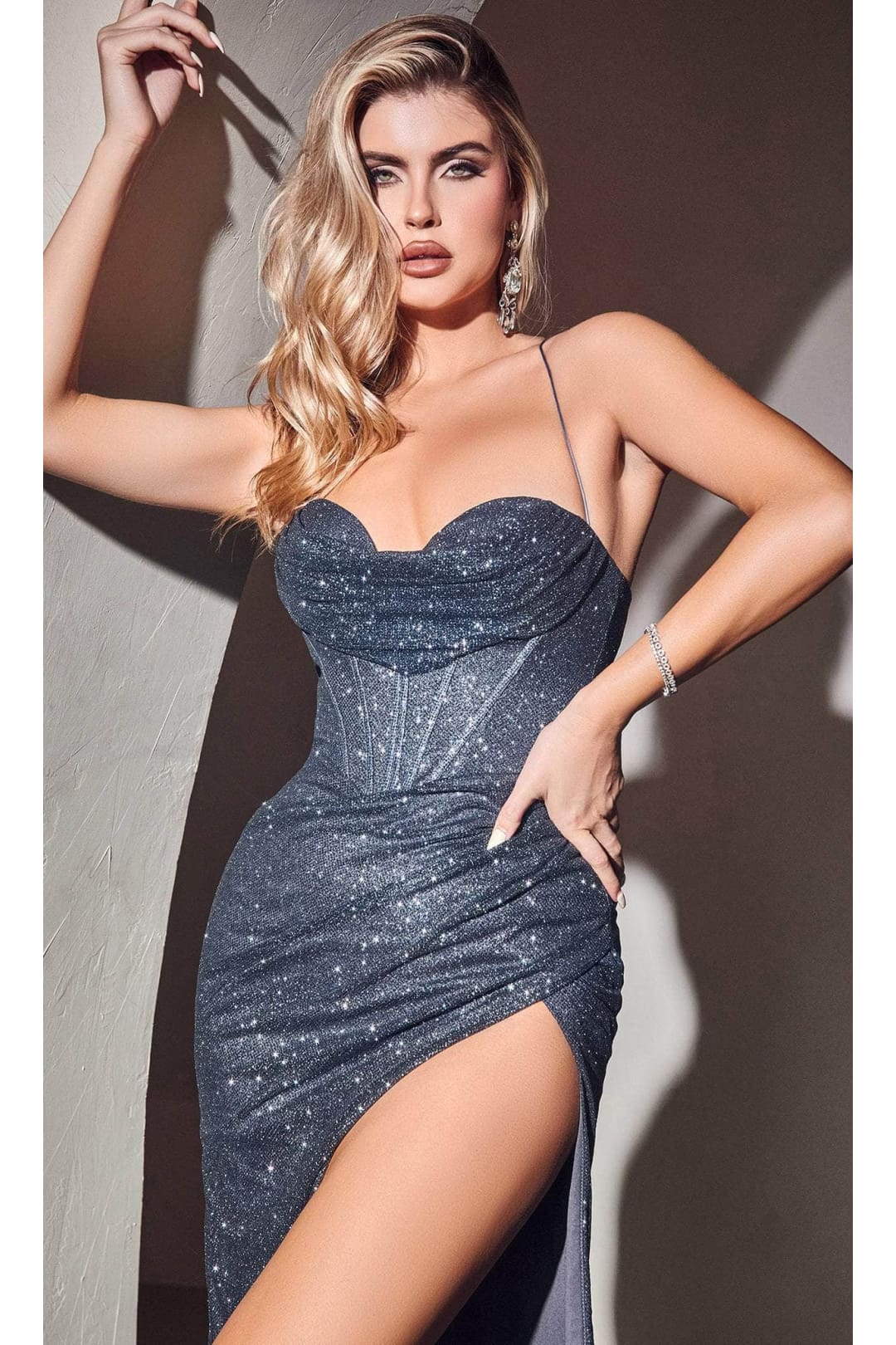 Ladivine CD254 - Metallic Corset Classic Prom Gown - Prom