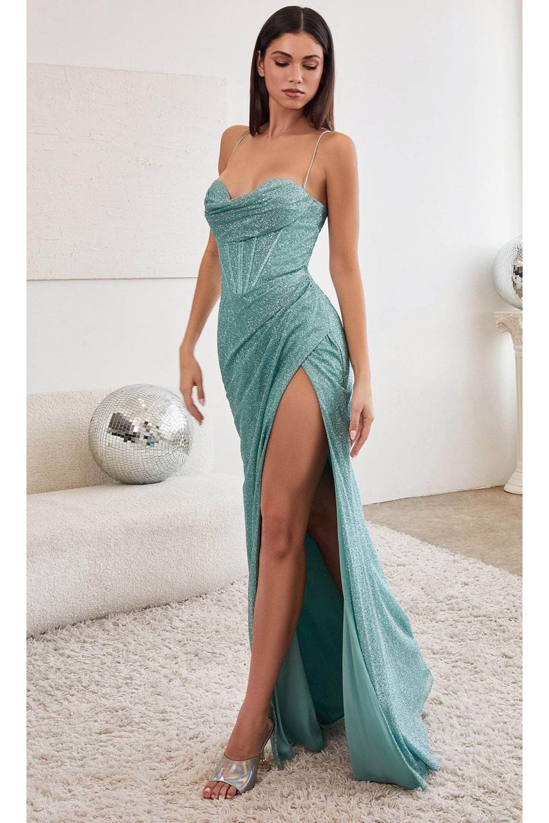 Ladivine CD254 - Metallic Corset Classic Prom Gown - Prom