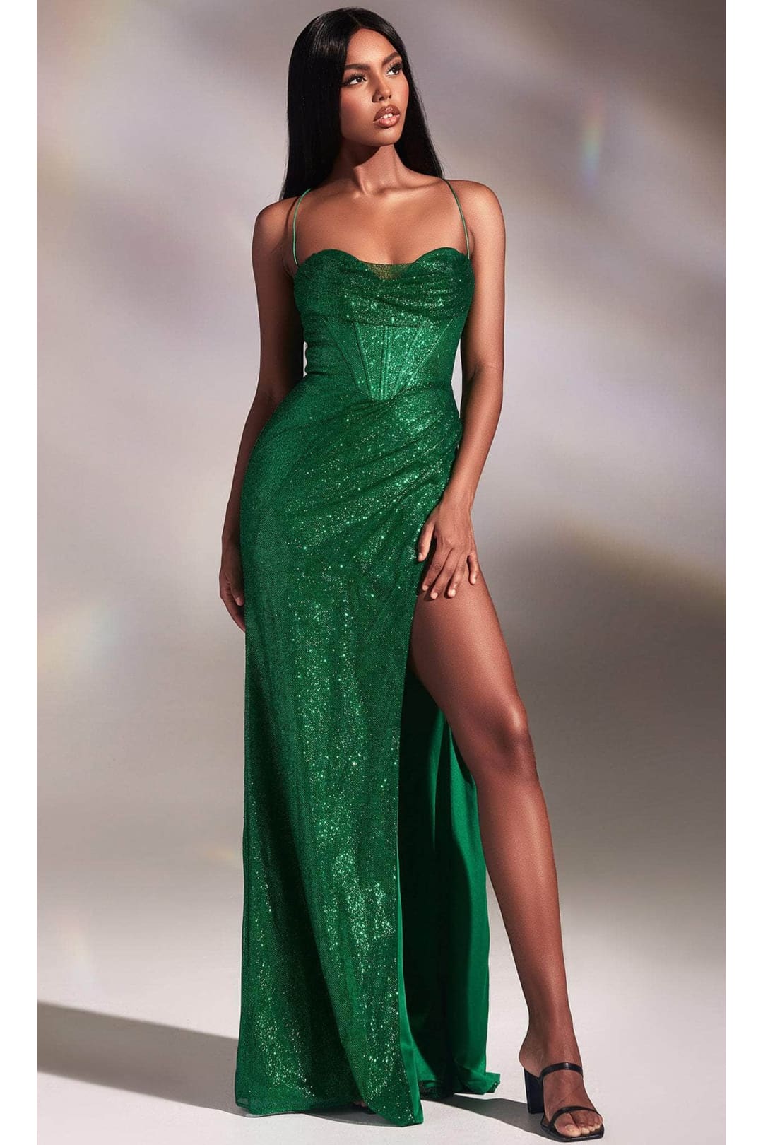 Ladivine CD254 - Metallic Corset Classic Prom Gown - Prom