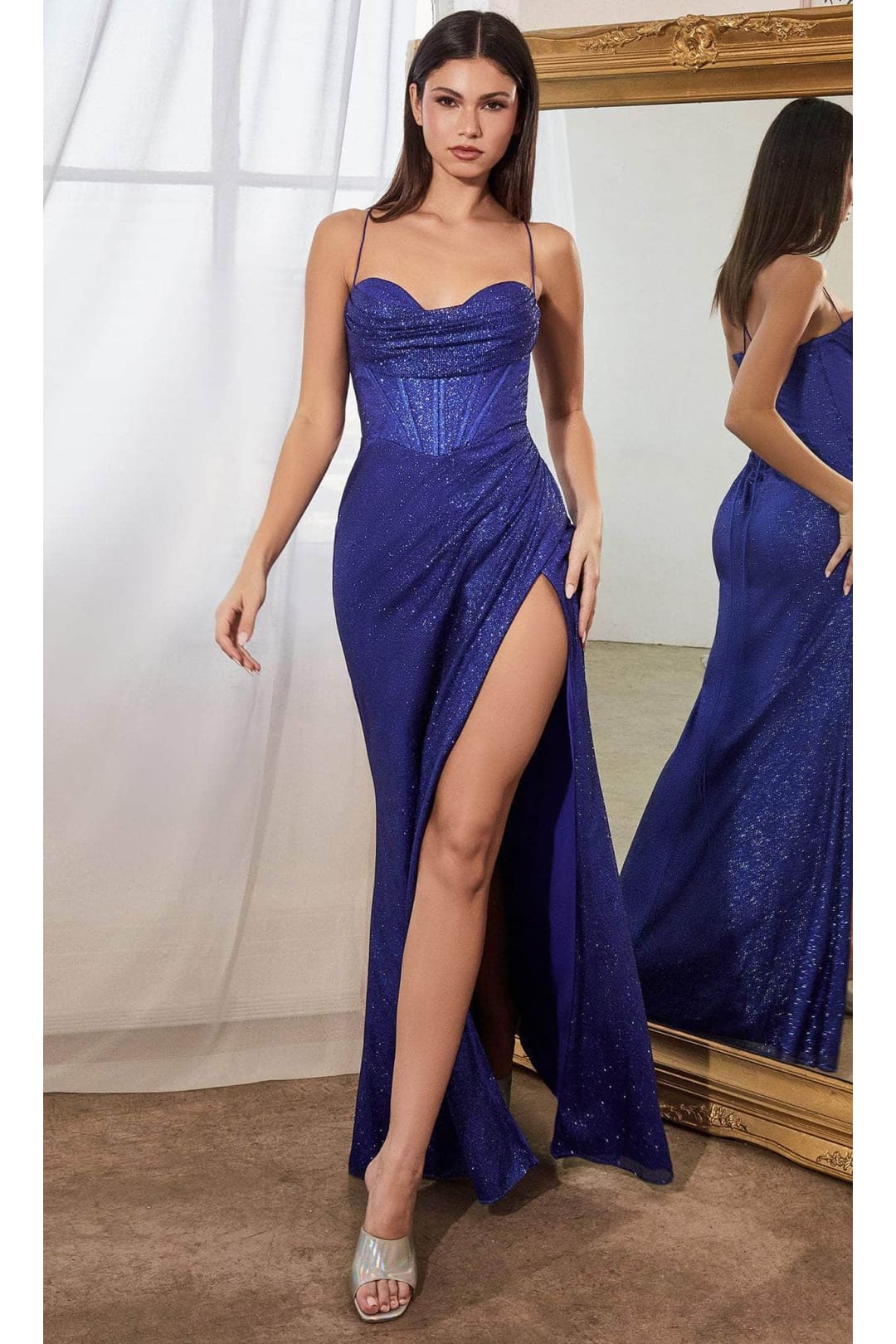 Ladivine CD254 - Metallic Corset Classic Prom Gown - Prom