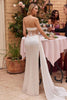 Ladivine CD269 Strapless Illusion Bustier Satin Prom Evening Gown - Dress