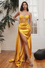 Ladivine CD269 Strapless Illusion Bustier Satin Prom Evening Gown - GOLD / 2 - Dress