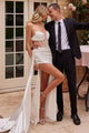 LA Merchandise LARCD269B Sheer Bustier Off White Bridal Evening Gown - OFF WHITE / 8 - Dress