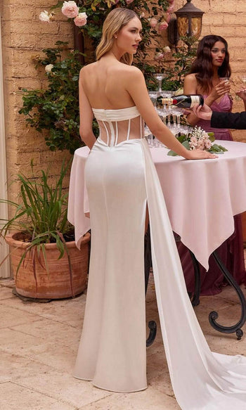 Ladivine CD269W - Satin Strapless Bridal Ballgown - Prom