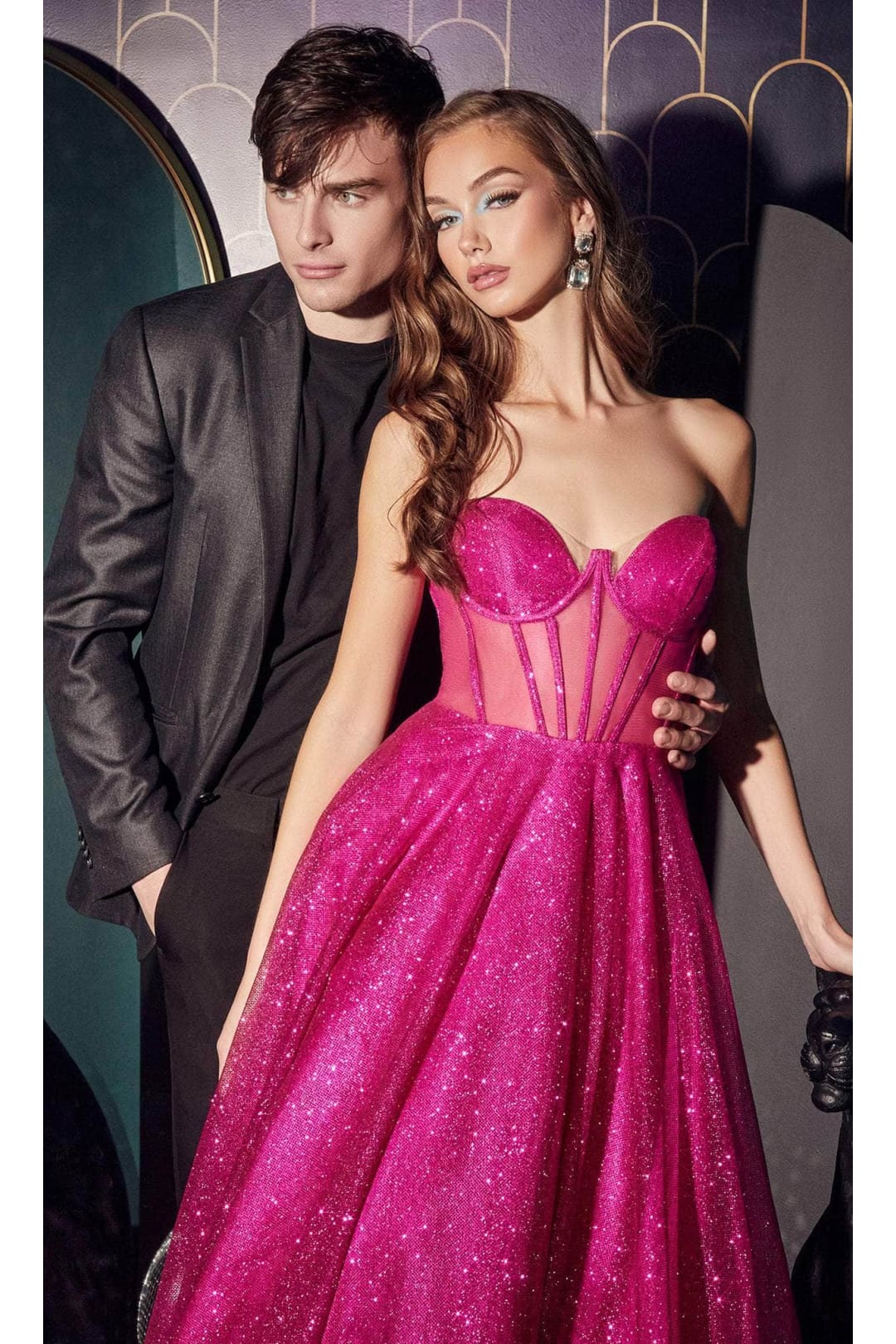 Ladivine CD275 - Bodice Glitter Prom Gown - Prom