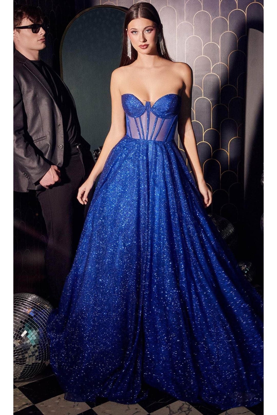Ladivine CD275 - Bodice Glitter Prom Gown - Prom