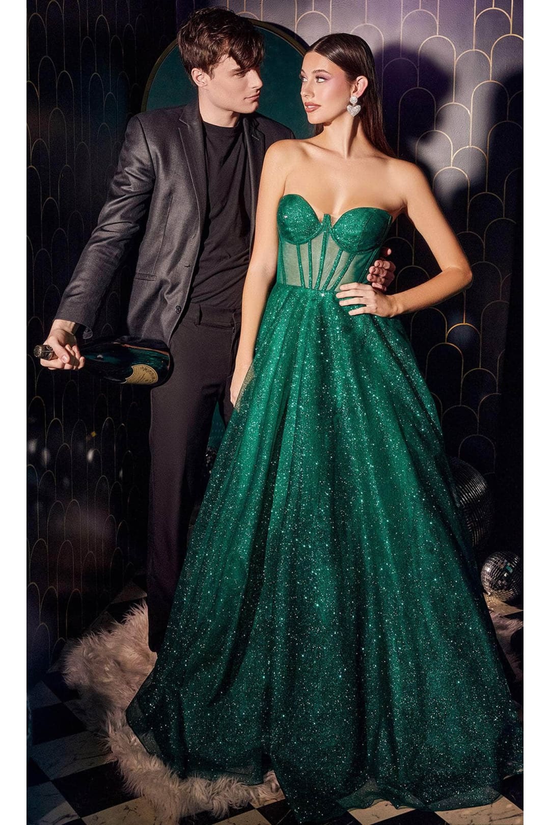 Ladivine CD275 - Bodice Glitter Prom Gown - Prom