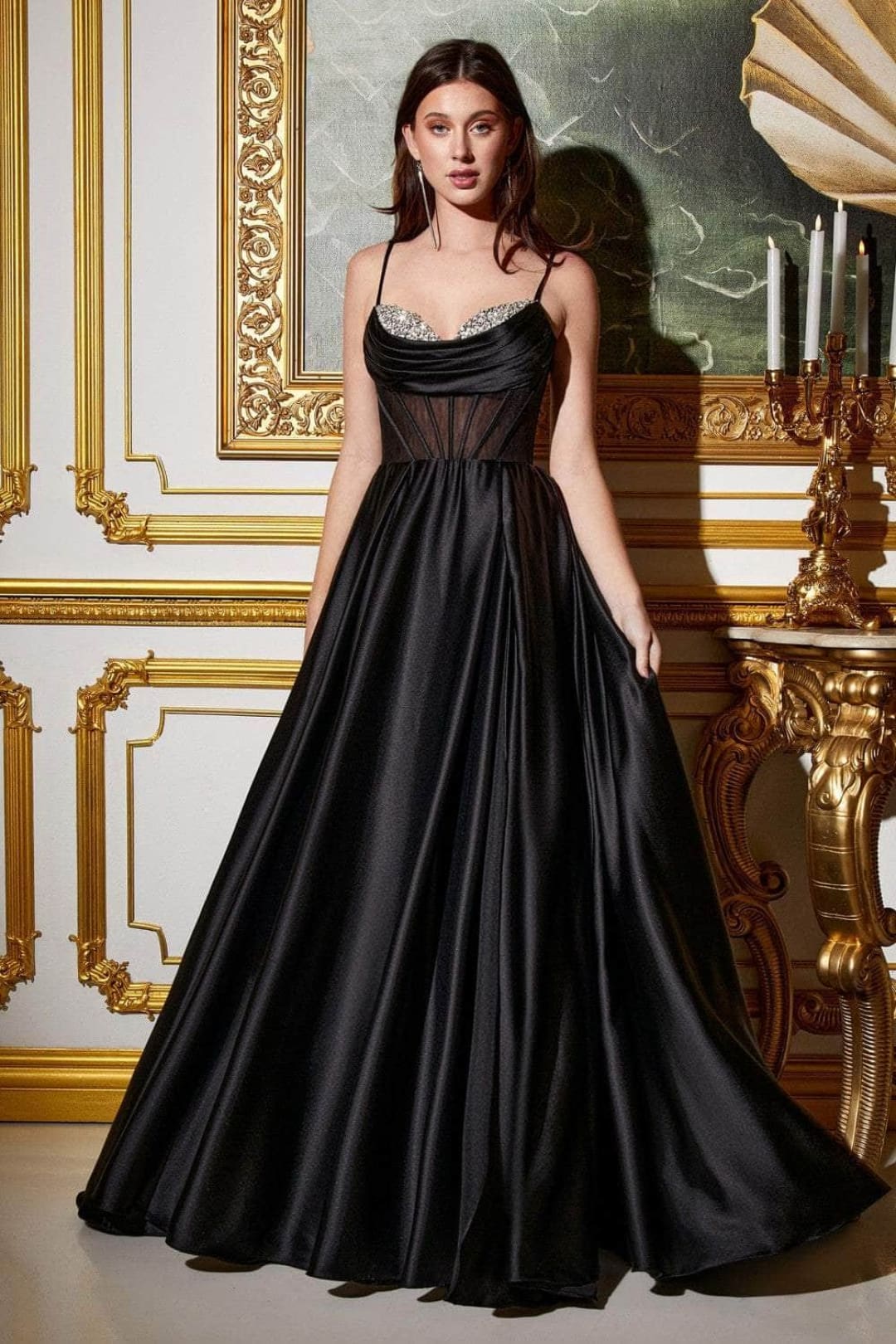 Ladivine CD276 - Sleeveless Pleated A-Line Prom Gown - Prom