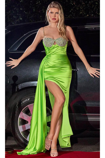 Ladivine CD286 - Bejeweled Sweetheart High Slit Gown - Prom
