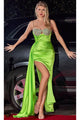 Ladivine CD286 - Bejeweled Sweetheart High Slit Gown - Prom