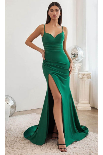 Ladivine CD3208 - Sweetheart Satin Prom Formal Gown - Emerald / 4 - Prom