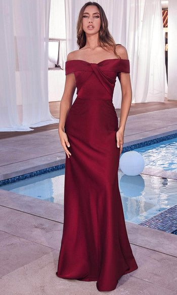 Ladivine CD325 - Off-Shoulder Knotted Prom Dress - Prom
