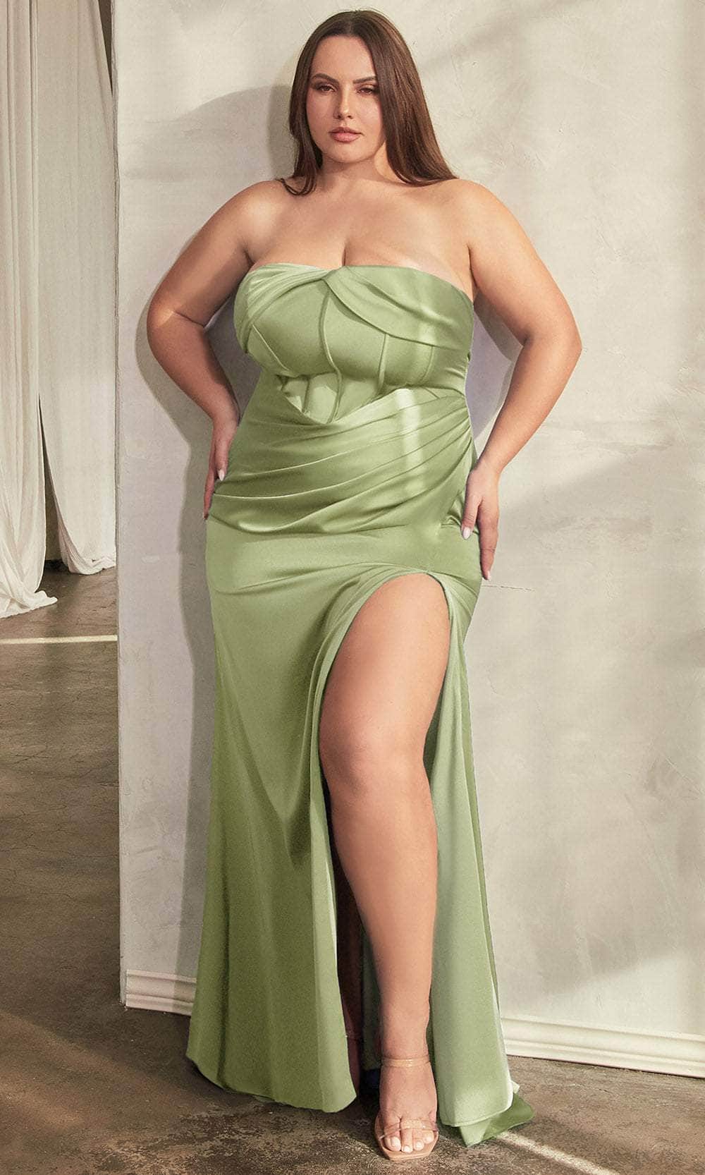 Ladivine CD326 - Pleated Semi-Sweetheart Evening Gown - Prom