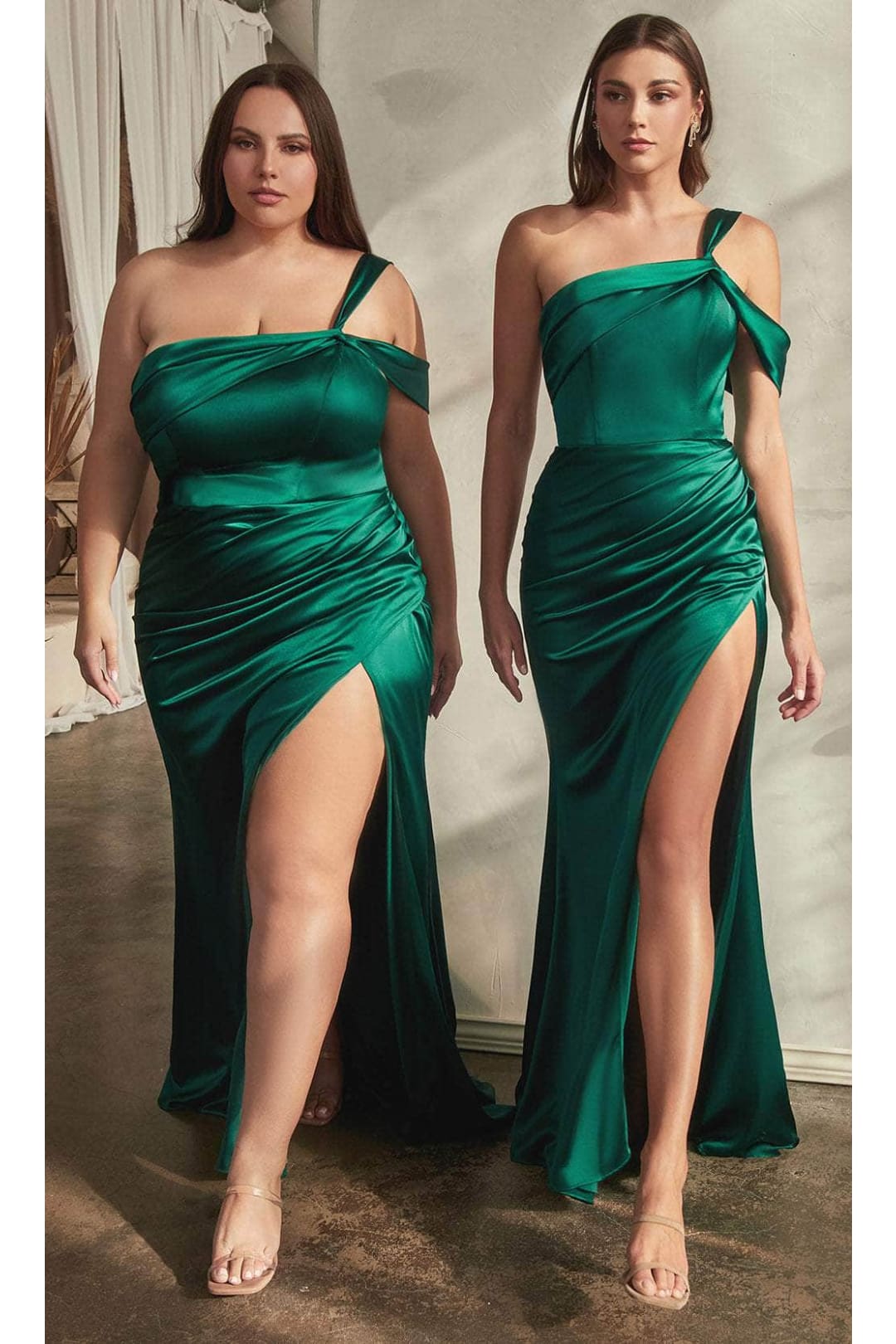 Ladivine CD327 - One Shoulder Ruched Prom Gown - Prom