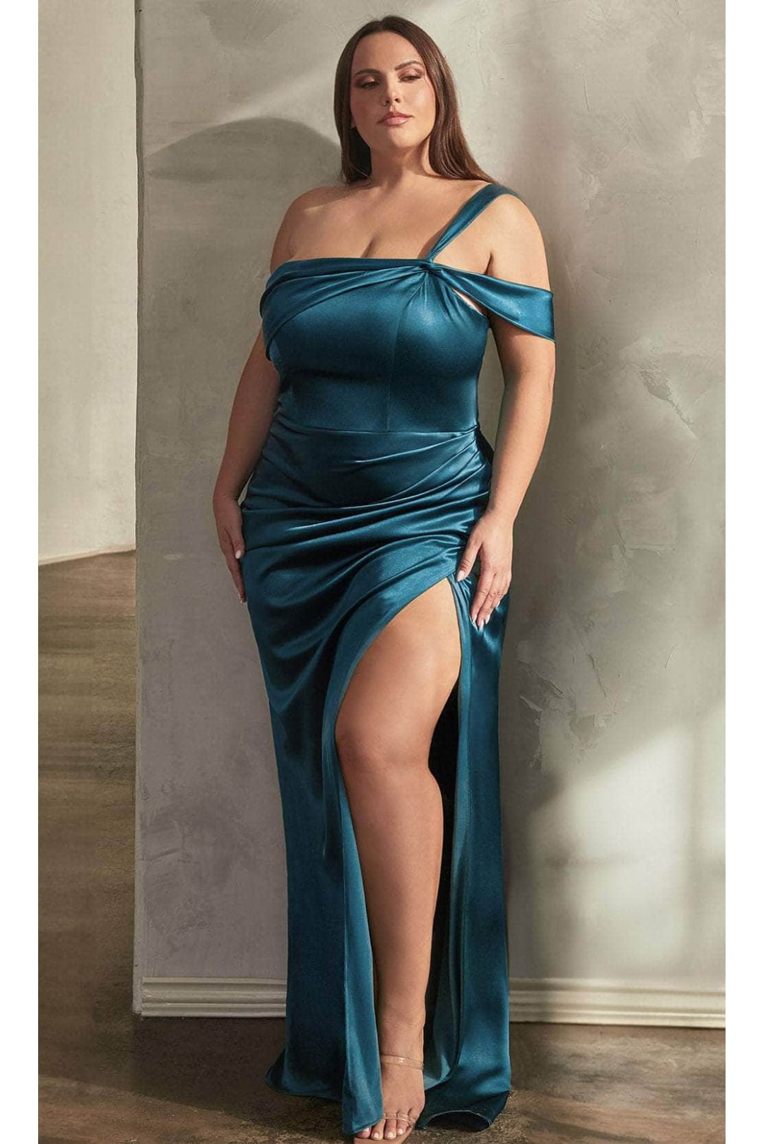 Ladivine CD327 - One Shoulder Ruched Prom Gown - Prom
