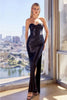 Ladivine CD338 Strapless Pleated Lace Up Prom Satin Dress - Dress