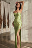 Ladivine CD338 Strapless Pleated Lace Up Prom Satin Dress - Dress