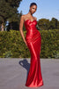 Ladivine CD338 Strapless Pleated Lace Up Prom Satin Dress - Dress