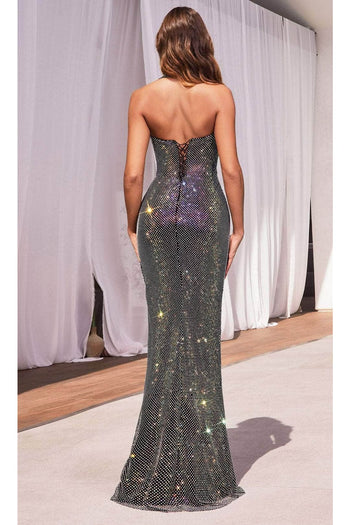 Ladivine CD339 - Halter Neck Sheath Evening Dress - Prom