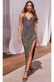 Ladivine CD339 - Halter Neck Sheath Evening Dress - Prom