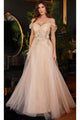 Ladivine CD3395 - Glitter Applique Prom Gown - Prom