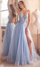 Ladivine CD3920 - Sheer Corset Crisscross Strap Prom Gown - Prom
