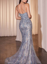 Ladivine CD795 Beaded Prom Dress – Sheer Corset Mermaid Evening Gown