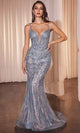Ladivine by Cinderella Divine Dresses - Ladivine CD795 V-Neck Beaded Lace Prom Dress - Prom