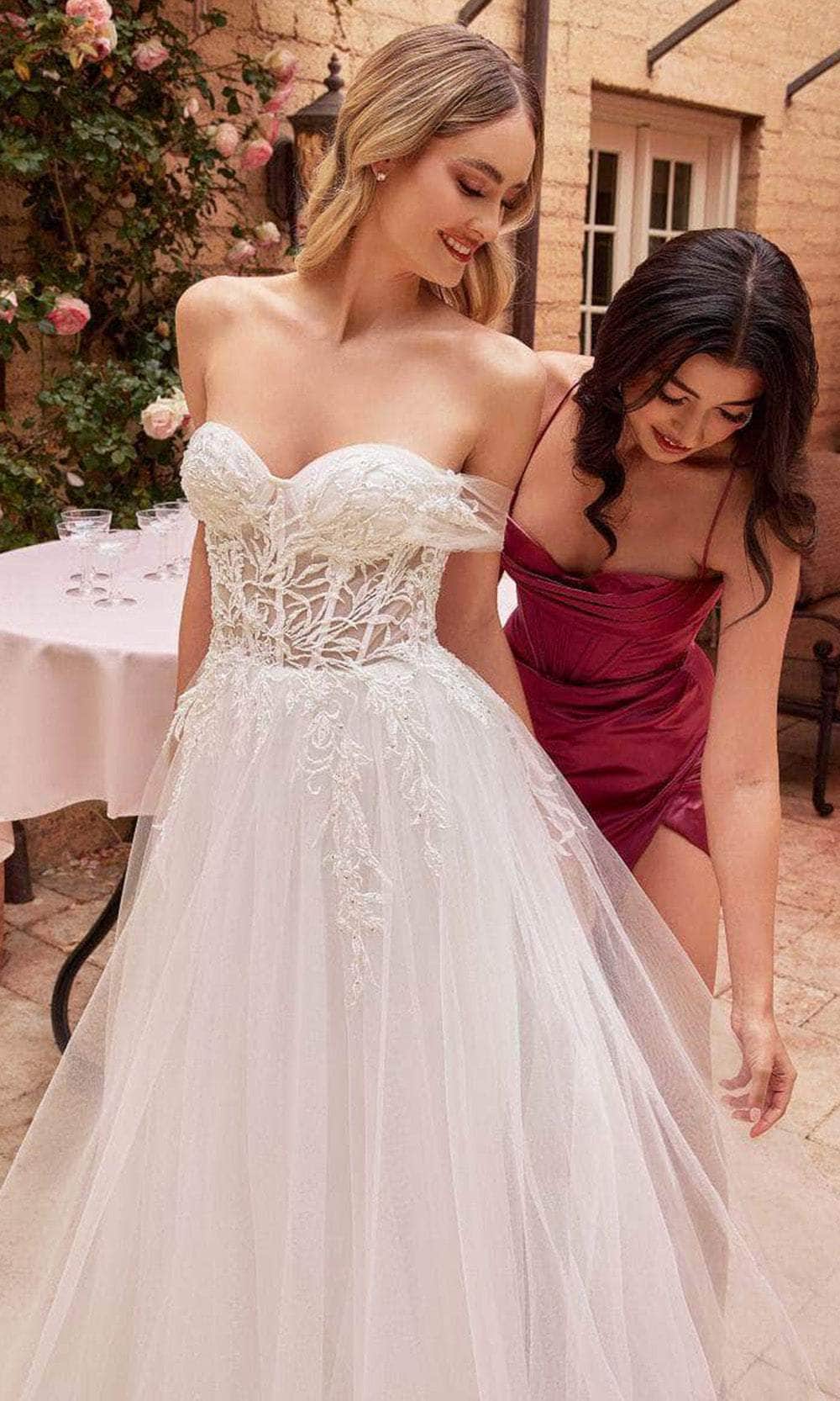 Ladivine CD827W - Embroidered Corset Bridal Dress - Prom