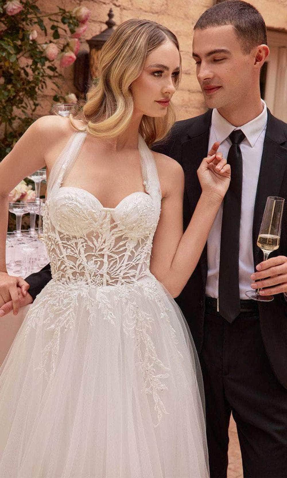 Ladivine CD827W - Embroidered Corset Bridal Dress - Prom